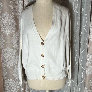 Robert Scott LTD off white  100% cotton cardigan sweater size small